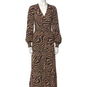Ganni animal print maxi dress tiger print 34 4 small